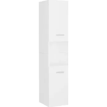 Koupelnový nábytek Koupelnová skříňka s 5 přihrádkami a 2 dveřmi, bílá, 30x30x130 cm