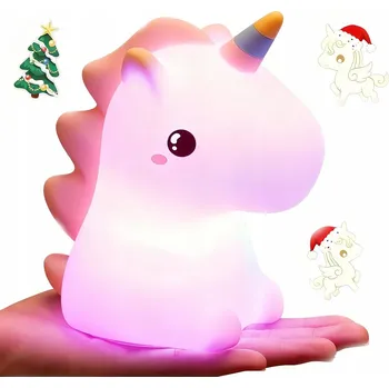 Lampička NOČNÍ LAMPA PRO DĚTI JEDNOROŽEC LED SILIKONOVÁ S DÁLKOVÝM OVLADAČEM RGB