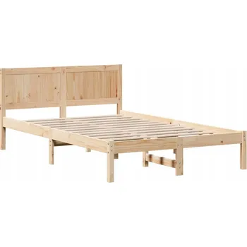 Postel Rám postele s čelem z masivního borovicového dřeva 120 x 190 cm, hnědá