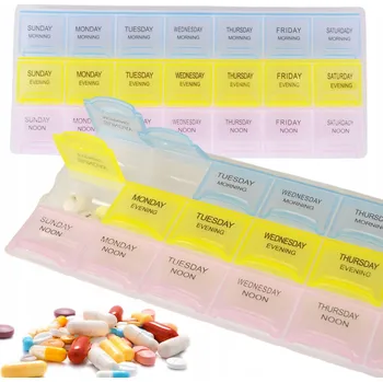 Dávkovač léků Týdenní Schránka , 3 přihrádky na den