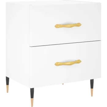 Noční stolek Noční stolek z dřevěného materiálu, bílý, 40x35x47,5 cm, kovový