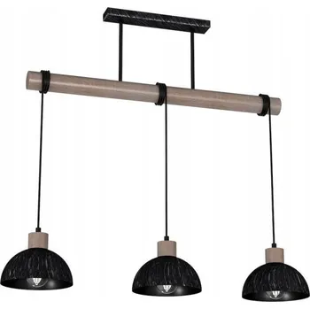 Závěsné svítidlo Erik Sawn černé / Patinované dřevo 3XE27