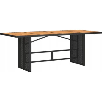 Zahradní stůl Zahradní stůl z polyratanu a akáciového dřeva, černý, 190x80x75 cm