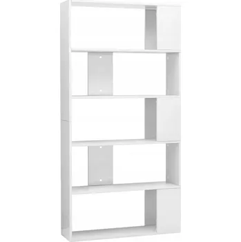 Knihovna Knihovna s 5 policemi, bílý lesk, 80x24x159 cm