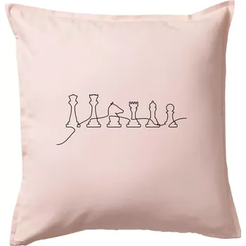 Polštář Šachové figurky v řadě - obrys - Polštář 50x50 - 50x50 - Pouze potah ( Světle růžová )