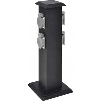 Elektrická zásuvka Zahradní zásuvka 4-zásuvková 220-240V, 16A, IP44, černá, 15,5x15,5x40,5 cm