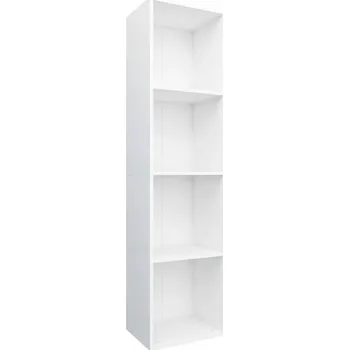 Knihovna Regál na knihy se 4 přihrádkami, bílý, 36x30x143 cm