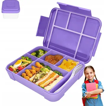 Svačinový box LUNCHBOX S PŘIHRÁDKAMI NÁDOBA NA POTRAVINY SVAČINOVÝ BOX 1330 ML + PŘÍBORY