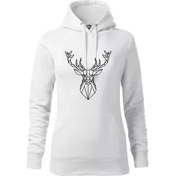 Dámská mikina Geometrie - jelen - Mikina dámská Cape s kapucí - XL ( Bílá )