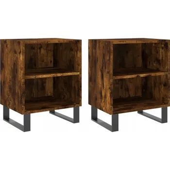 Noční stolek Noční stolek s přihrádkami, kouřový dub, 40x30x50 cm