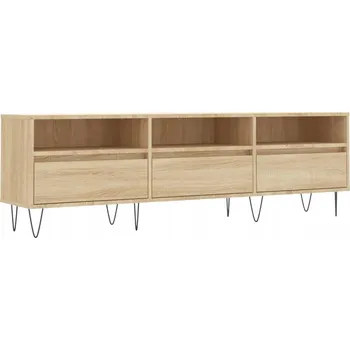 Televizní stolek TV stolek se 6 přihrádkami, dub sonoma, 150x30x44,5 cm