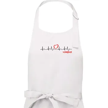 Kuchyňská zástěra Moje srdce bije pro Volejbal - Pánská zástěra na vaření - Univerzální velikost ( Bílá )