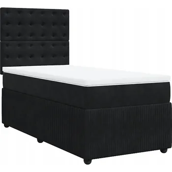 Postel Černá kontinentální postel 200 x 90 x 140,5/150,5 cm s matrací a topperem