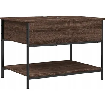 Konferenční stolek Konferenční stolek s nastavitelnými nožičkami a úložným prostorem, hnědý dub, 70x50x50 cm