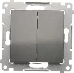 Vypínač křížový 2 násobný, bez piktogramu, řazení 7+7, 10 AX /, Simon 54 DW7/2.01/X/48, antracitová metalizovaná