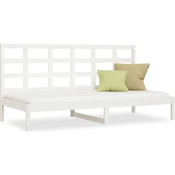 Postel Bílá denní postel z masivního borovicového dřeva 205,5 x 96 x 100 cm