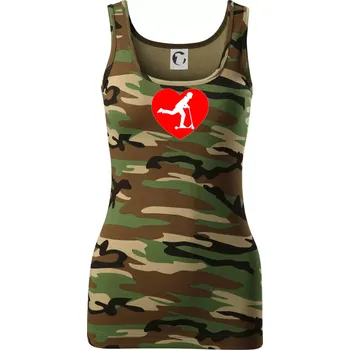 Dámské tričko Koloběžka srdce - Dámské Maskáčové tílko - XS ( Hnědý maskáč )