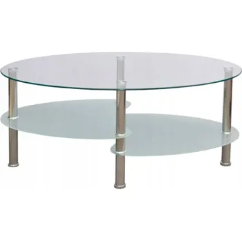 Konferenční stolek Konferenční stolek 3-úrovňový z tvrzeného skla a kovu, 90x45x43 cm, bílý