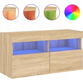 Televizní stolek Závěsná skříňka pod TV s LED RGB osvětlením, Dub Sonoma, 80x30x40 cm