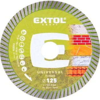 Řezný kotouč Kotouč diamantový řezný, turbo - suché i mokré řezání, o 125x22,2x2mm EXTOL CRAFT 903052
