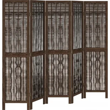 Paraván Paraván z dřeva paulovnie a vrbových větviček, tmavě hnědý, 175-180x160 cm