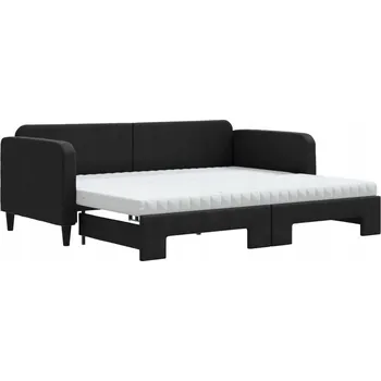 Pohovka Černá lenoška 2 v 1 s matracemi, rozměry 223 x 100 x 75 cm