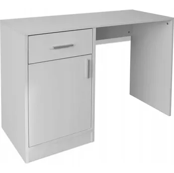 Moderní psací stůl se zásuvkou a skříňkou, bílý, 100x40x73 cm, MDF