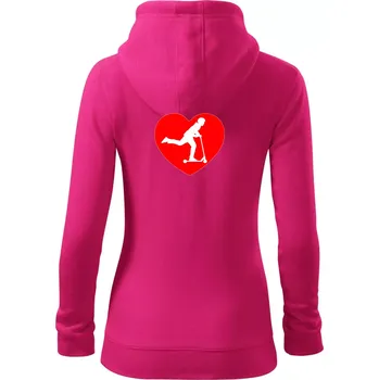 Dámská mikina Koloběžka srdce - Dámská mikina trendy zipper s kapucí - S ( Purpurová )