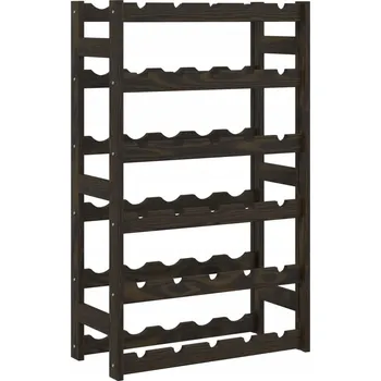 Stojan na víno Stojan na víno z masivního borovicového dřeva, černý, 53 x 25 x 86 cm, 6 polic