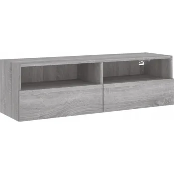 Televizní stolek Závěsná skříňka pod TV s policemi, šedý dub sonoma, 100x30x30 cm