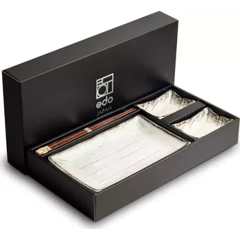 Sada nádobí EDO Japan Japonská Sushi souprava s hůlkami - porcelán - Tsuno v Dárkové krabici