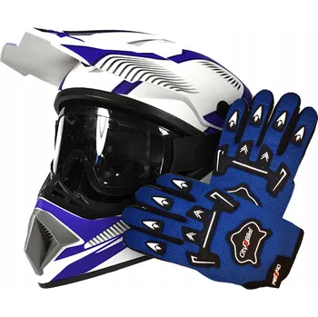 Helma na motorku Enduro helma, brýle a rukavice na čtyřkolku, cross, enduro, BMX, koloběžku – velikost L