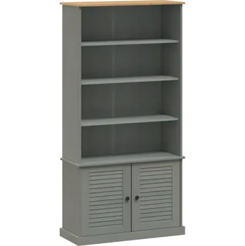 Knihovna Regál na knihy VIGO, masivní borovicové dřevo, šedý, 85x35x170 cm