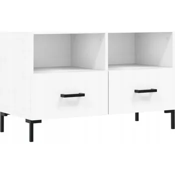 Televizní stolek TV stolek z materiálu na bázi dřeva, bílý, 80x36x50 cm