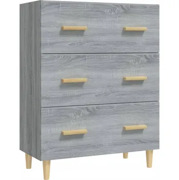 Komoda Boční skříňka se 3 zásuvkami, dřevotříska, šedý dub Sonoma, 70x34x90 cm