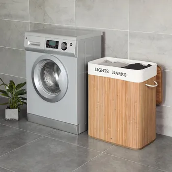 Úložný box Koš na prádlo se 2 sekcemi 100 l | natural