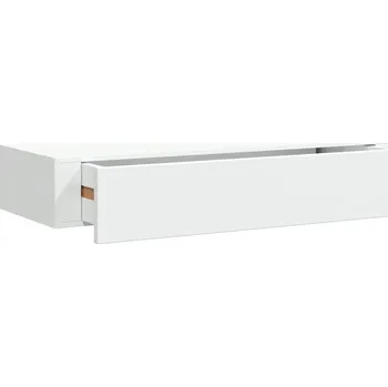 police Závěsná police s zásuvkou MDF a kovová bílá 60x23,5x10 cm