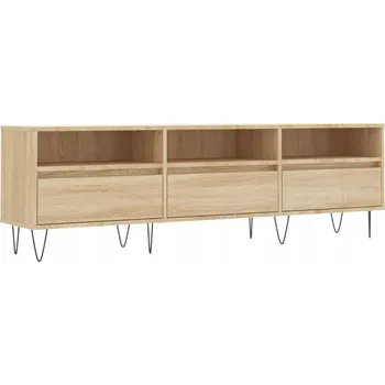 Televizní stolek TV stolek s přihrádkami, dub sonoma, 150x30x44,5 cm