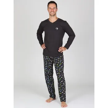 Pánské pyžamo EVONA a.s. Pánské dlouhé pyžamo EVONA LARS | ryby Velikost: XL