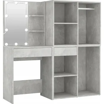 Toaletní stolek Toaletní Stolek s LED osvětlením a 2 skříňkami, šedý betonu, 60 x 40 x 140 cm