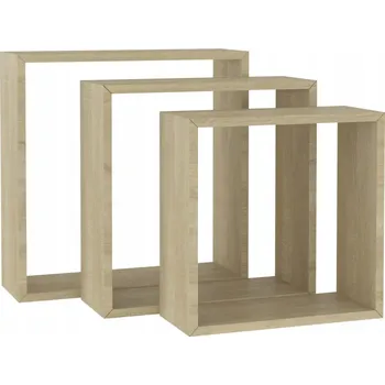 Konferenční stolek Sada 3 Polic Nástěnných Kostka MDF Dub Sonoma 30x10x30cm, 27x10x27cm,