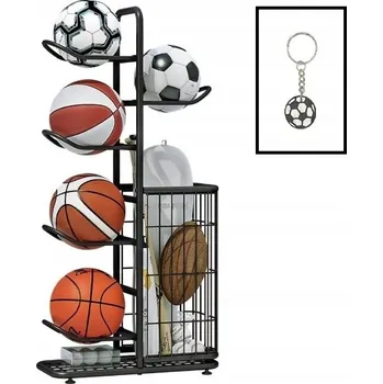 Úložný box STOJAN NA MÍČE PRO 5 MÍČŮ S KOŠEM - ORGANIZÉR REGÁL 5 MÍČŮ + PŘÍVĚSEK