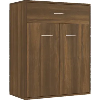 Komoda Minimalistická komoda se 2 dvířky a zásuvkou, hnědý dub, 60x30x75 cm