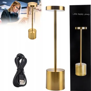 Lampička STMÍVATELNÁ LED STOLNÍ LAMPA DOTYKOVÁ BEZDRÁTOVÁ ZLATÁ 1800MAH