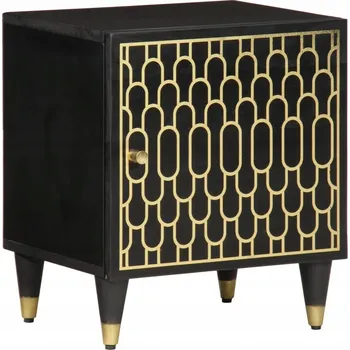 Noční stolek Noční stolek retro z masivního mangového dřeva, černý, 40x33x46 cm