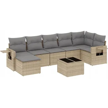 Zahradní lehátko Béžová zahradní nábytková souprava z PE ratanu, 62 x 62 x 69 cm, 55 x 55 x 37