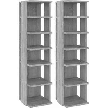 Botník Botník se 6 policemi, šedý dub sonoma, 27,5x27x102 cm