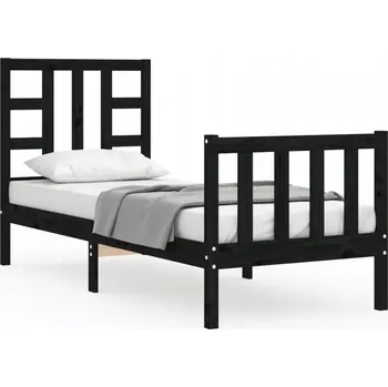 Postel Černá postel z masivního borovicového dřeva 195,5 x 80,5 x 100 cm