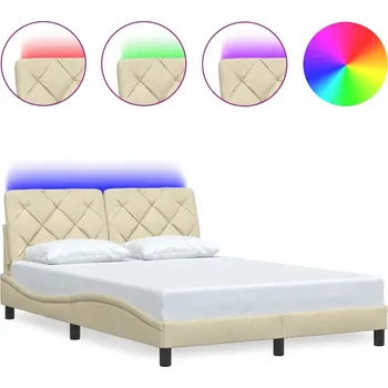 Postel Rám postele s LED podsvícením, krémová, 218 x 145 x 74,5 cm