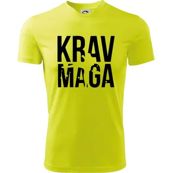 Nápis Krav Maga - Dětské triko sportovní (dresovina) - 146 cm/10 let ( Neonově žlutá )